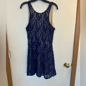 Mimi chica dress size large navy blue lace with cream underlay